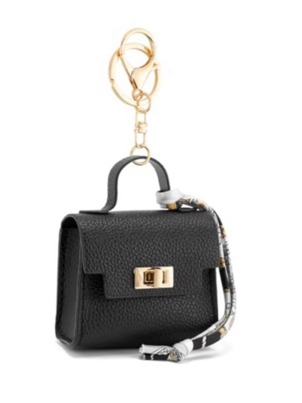 Gold-Accented Black Mini Bag Keychain